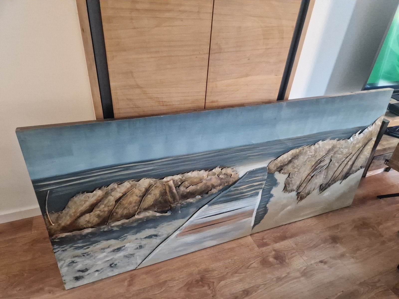 Groot 3D Metaal Kunstwerk: Duinopgang naar het Strand, Huis en Inrichting, Woonaccessoires | Schilderijen, Tekeningen en Foto's