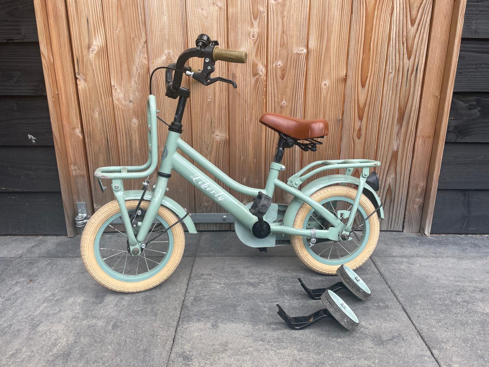 Liberty mintgroene kinder fiets 12 inch, Ophalen, Zo goed als nieuw, Minder dan 16 inch, Zijwieltjes