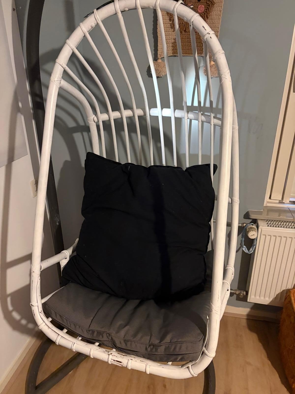 Witte hangstoel met standaard en kussens, Ophalen, Gebruikt, Modern, Bohemian, Overige materialen