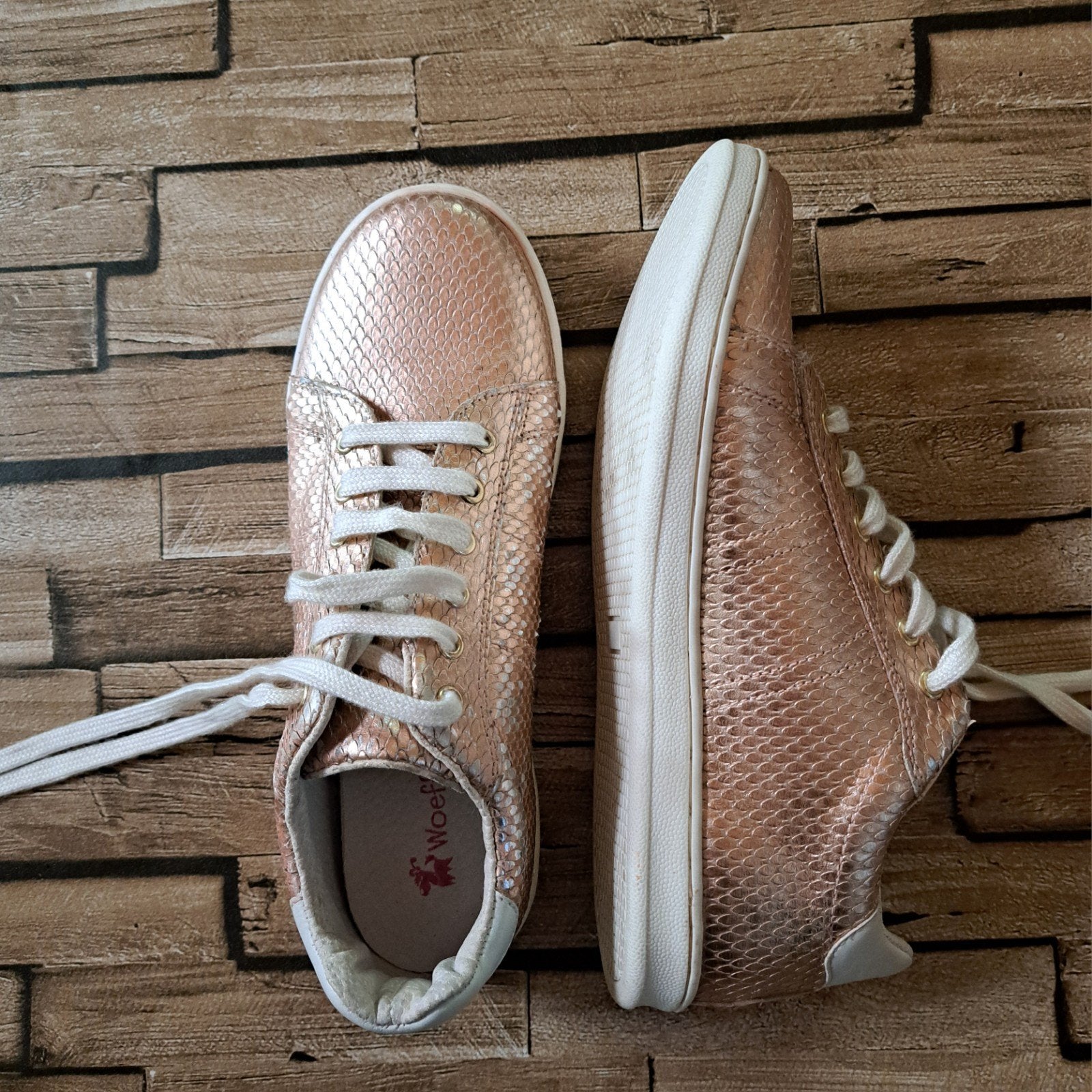 Woeffies rosé gouden sneakers, maat 38, als nieuw, Verzenden, X, Roze, Woeffies