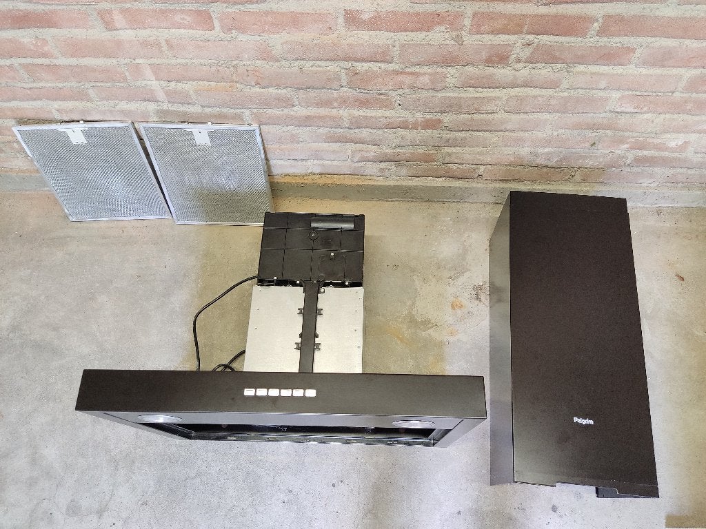 Pelgrim afzuigkap BSK662MAT | Goed werkend | Zwart | B:60cm, Ophalen, Gebruikt, Wandschouwkap, Motor