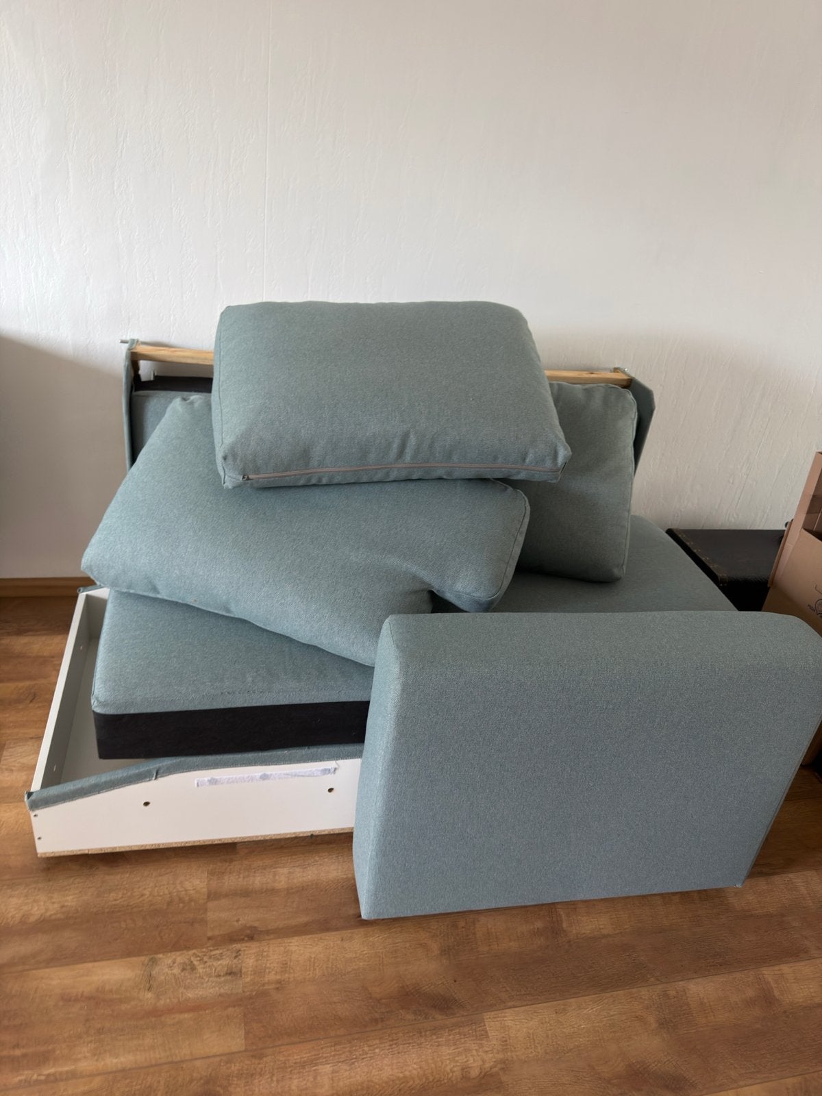 IKEA BÅRSLÖV slaapbank met chaise longue, Huis en Inrichting, Ophalen, Blauw, Tweepersoons, Zo goed als nieuw