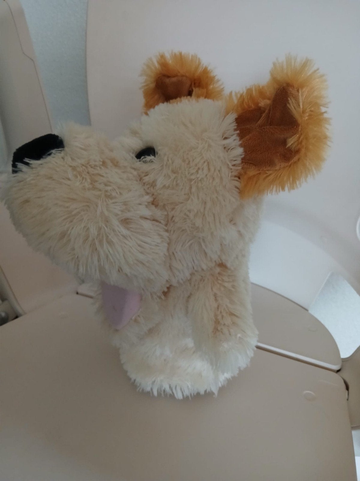 Pip van Woezel en Pip  handpop. 30cm, Zo goed als nieuw, Middelgroot (20 tot 80 cm), Beige, Hond