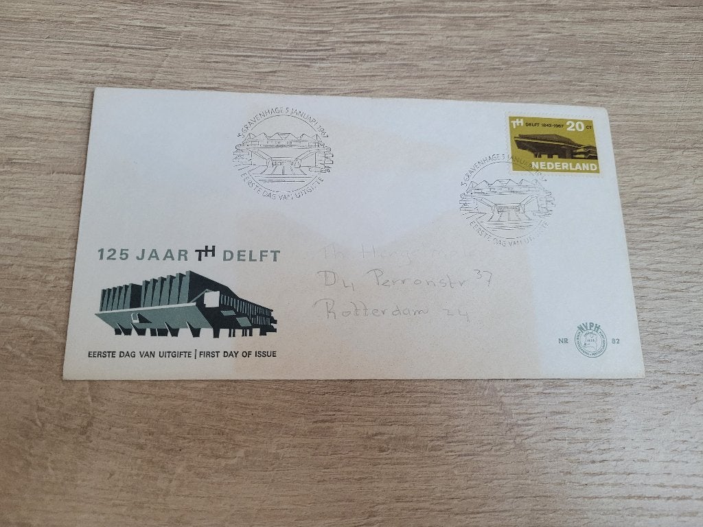 Eerstedagenvelop - 125 jaar TH Delft 1842- 1967 ~ HH7104, Postzegels en Munten, Postzegels | Eerstedagenveloppen, Ophalen of Verzenden