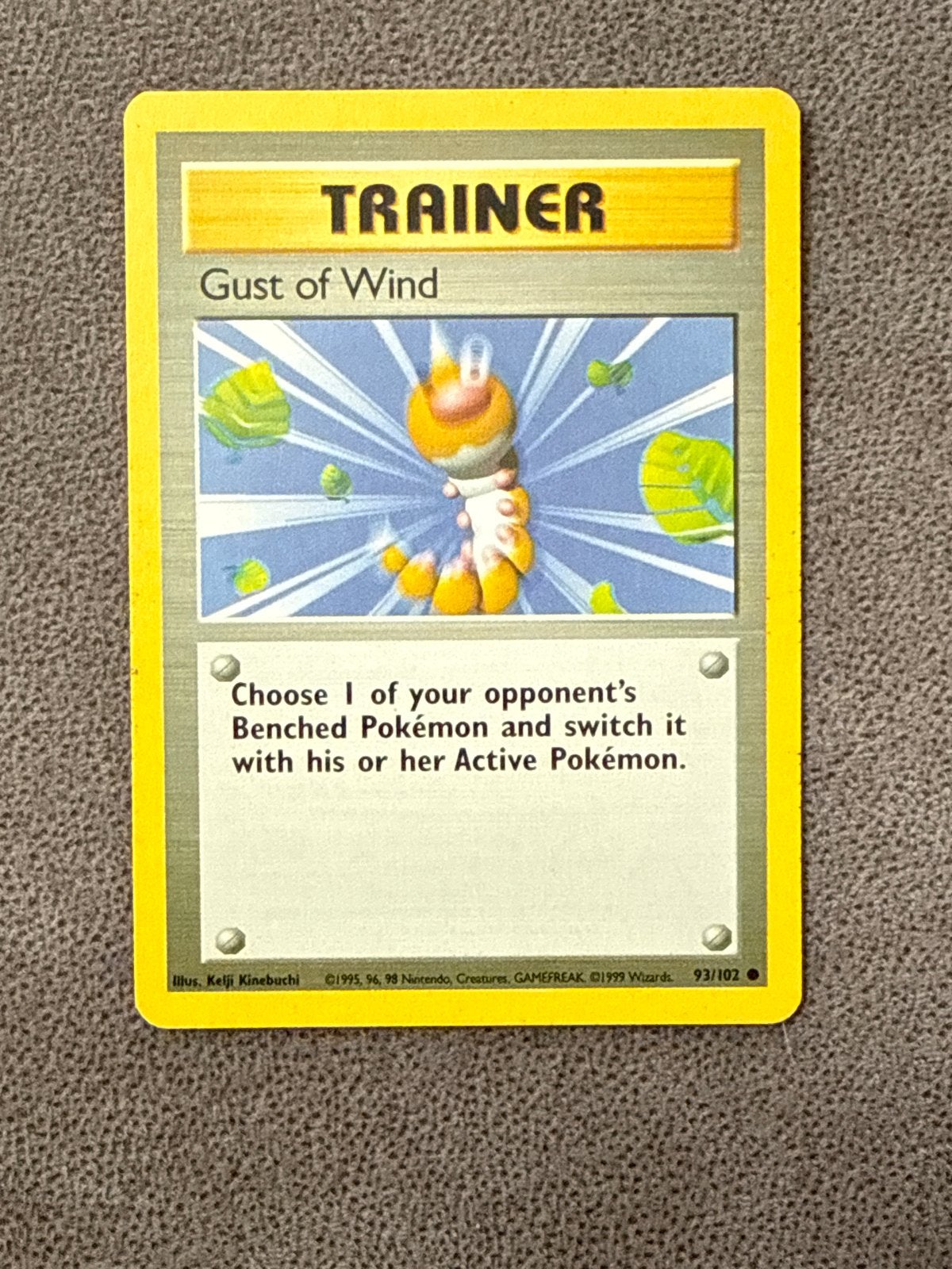 Pokémon Trainer Kaart: Gust of Wind (Base Set 93/102), Ophalen of Verzenden, Gebruikt, Losse kaart
