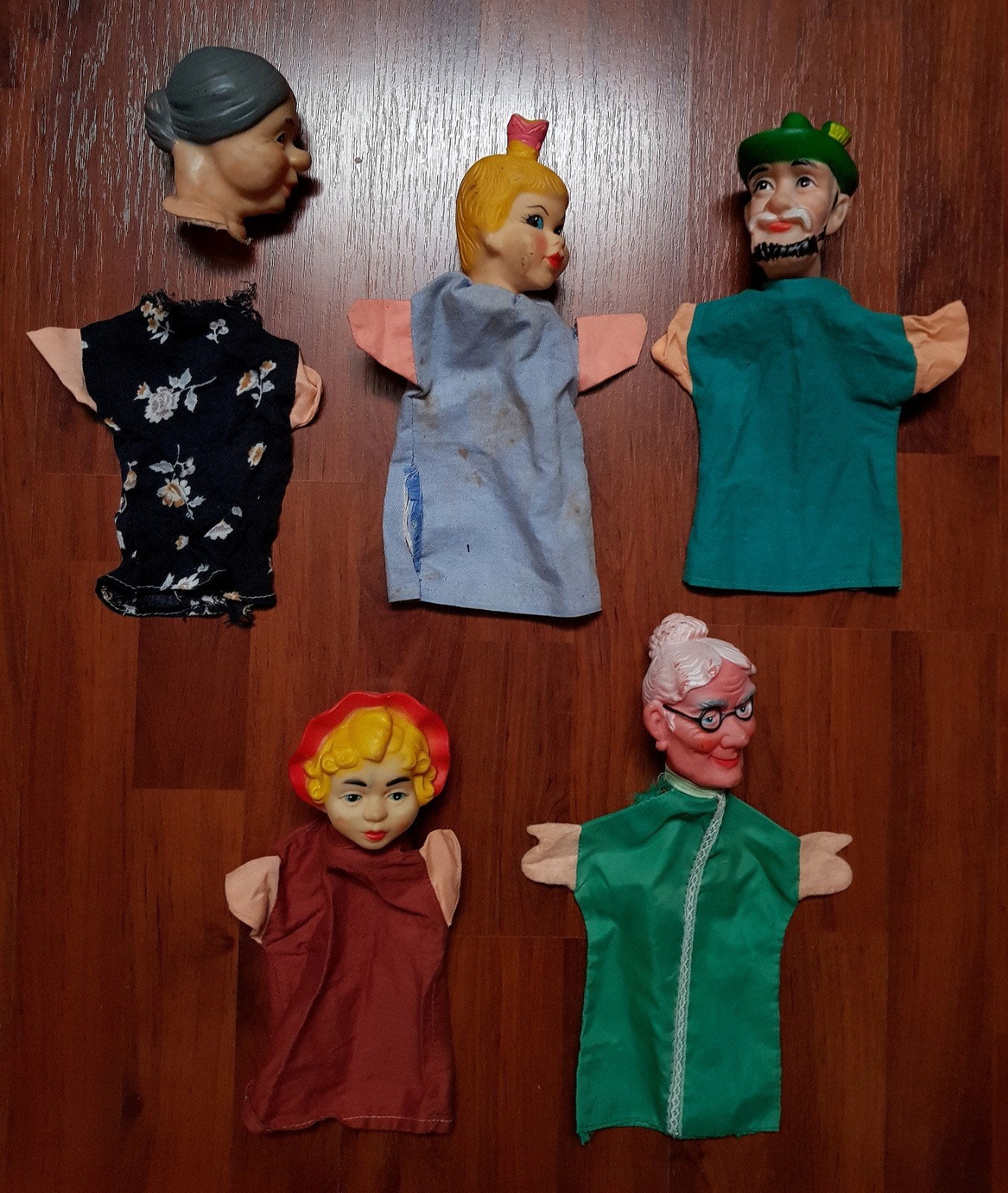 Set poppenkast handpoppen vintage speelgoed jaren 70s / 80s, Ophalen of Verzenden, Gebruikt