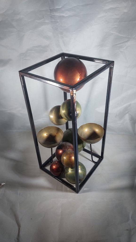 Moderne abstract sculpuurmet bollen - Uniek design, Zwart, Ophalen of Verzenden, Zo goed als nieuw, Metaal