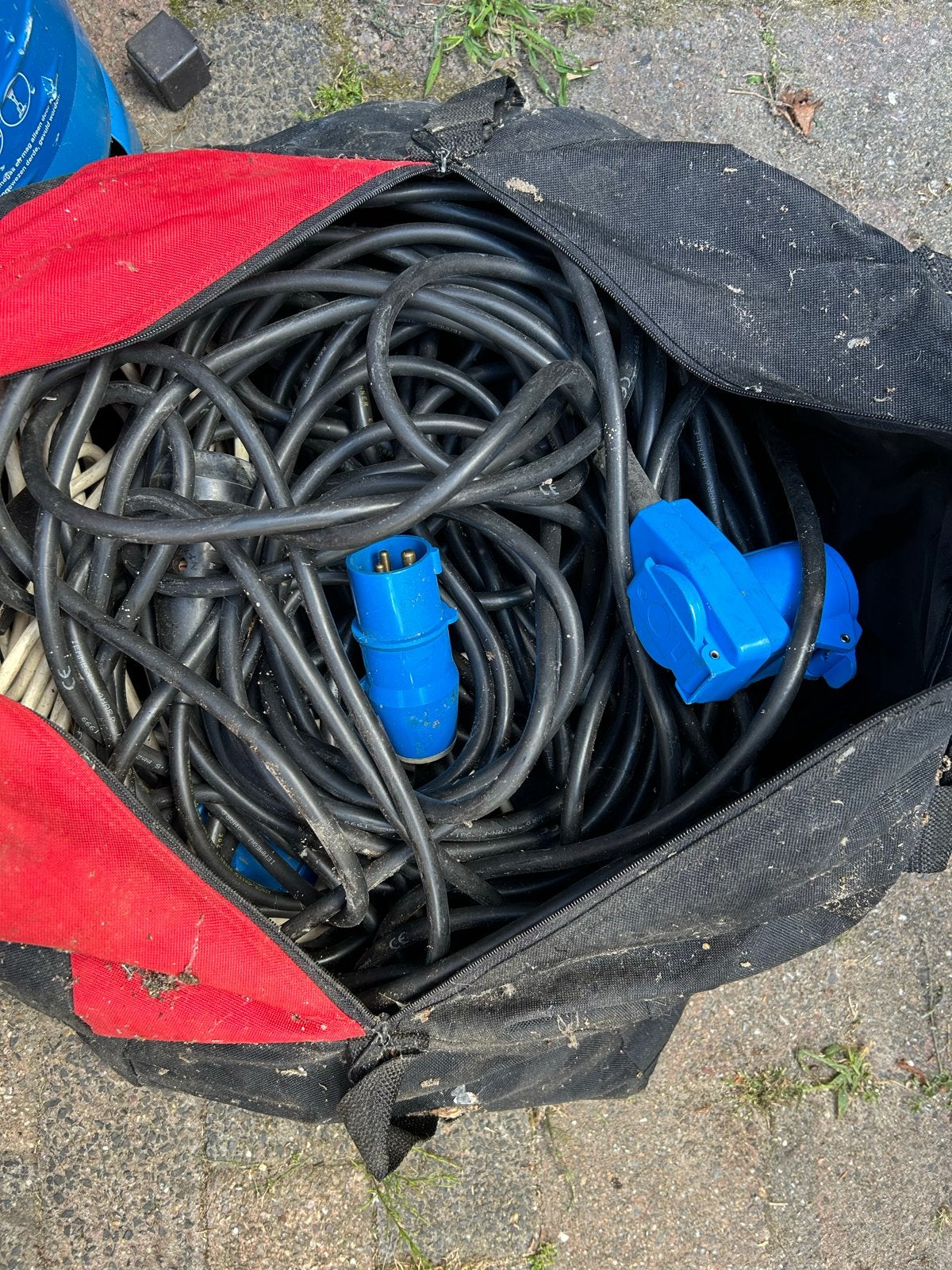 Verlengkabels met CEE stekkers in draagtas, Ophalen, Gebruikt, Overige merken, Kabel of Snoer