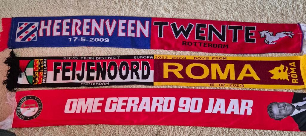 Voetbalsjaals: Feyenoord, Roma, Heerenveen, Twente, Ophalen of Verzenden, Gebruikt, Feyenoord, Vaantje of Sjaal