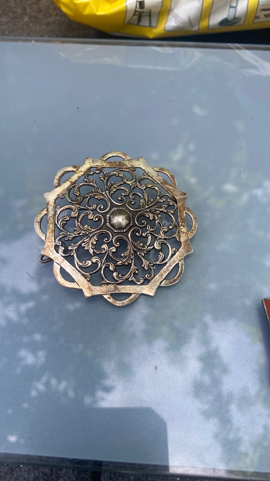 Antieke zilveren broche, Ophalen of Verzenden, Zilver, Broche