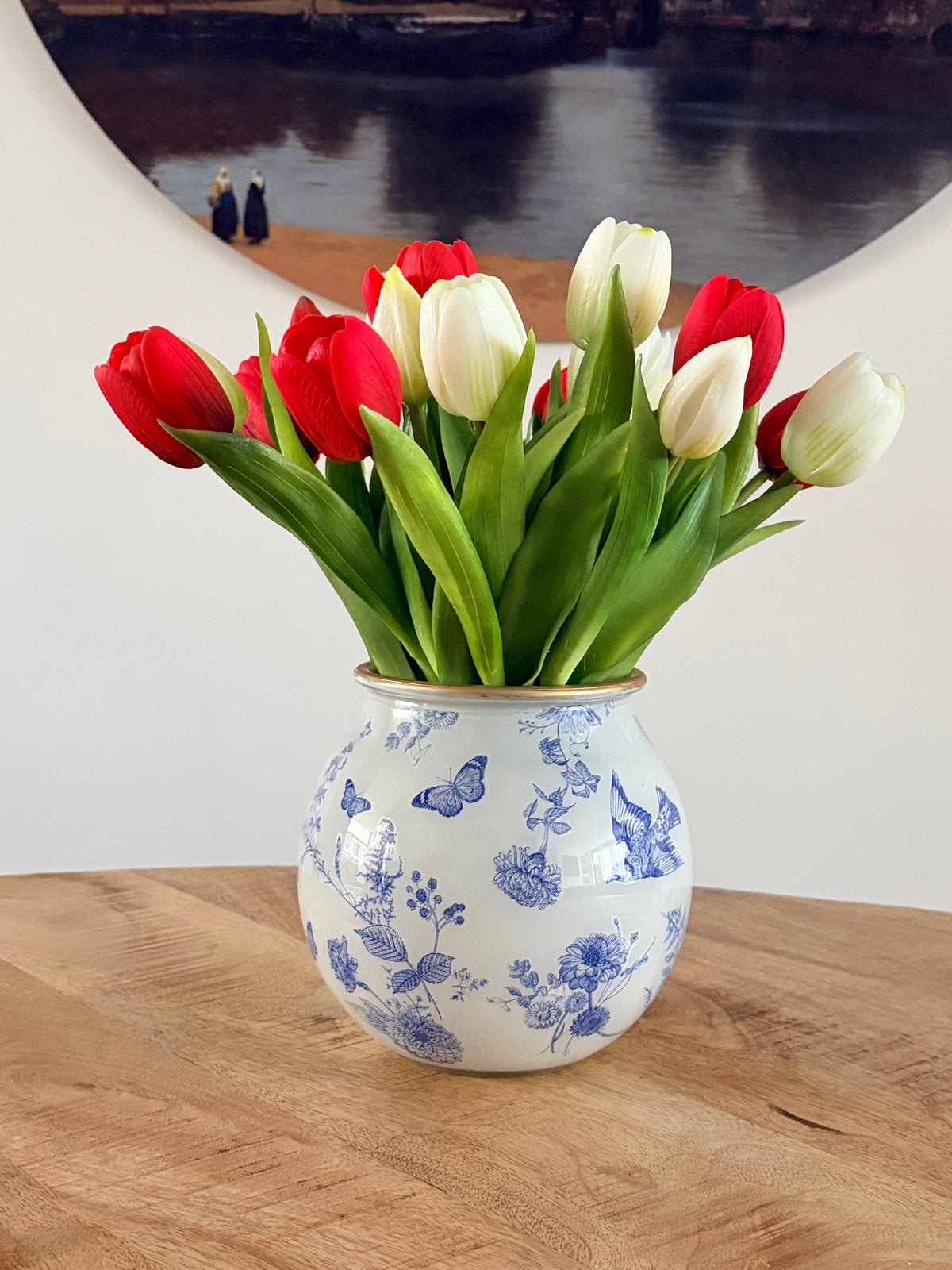Handgemaakte Delfts Blauwe Vaas met Gouden Rand, Handgemaakt, Blauw, Nieuw, Ophalen of Verzenden