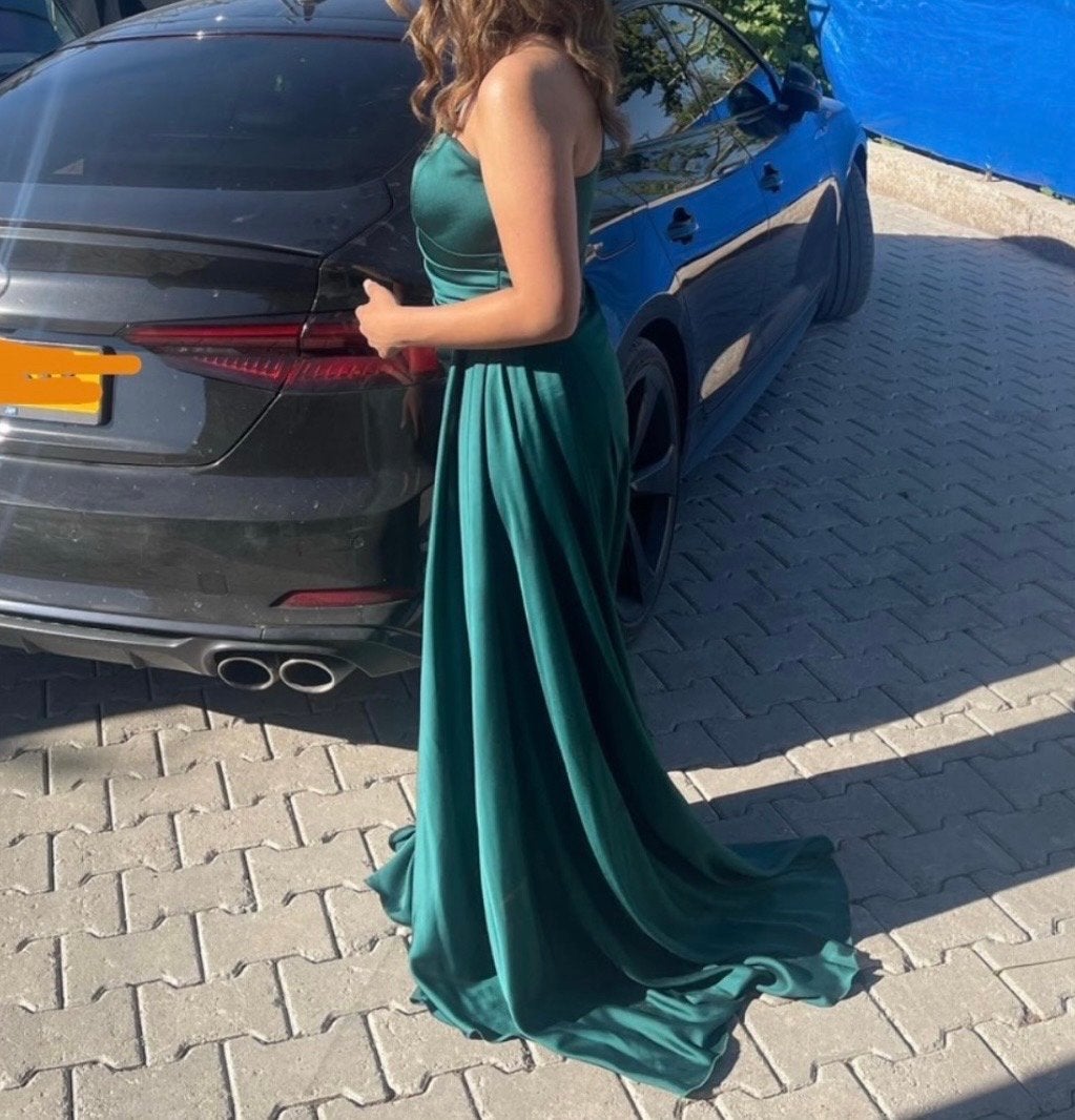 Elegante groene galajurk, Galajurk, Ophalen of Verzenden, Zo goed als nieuw, Maat 36 (S)