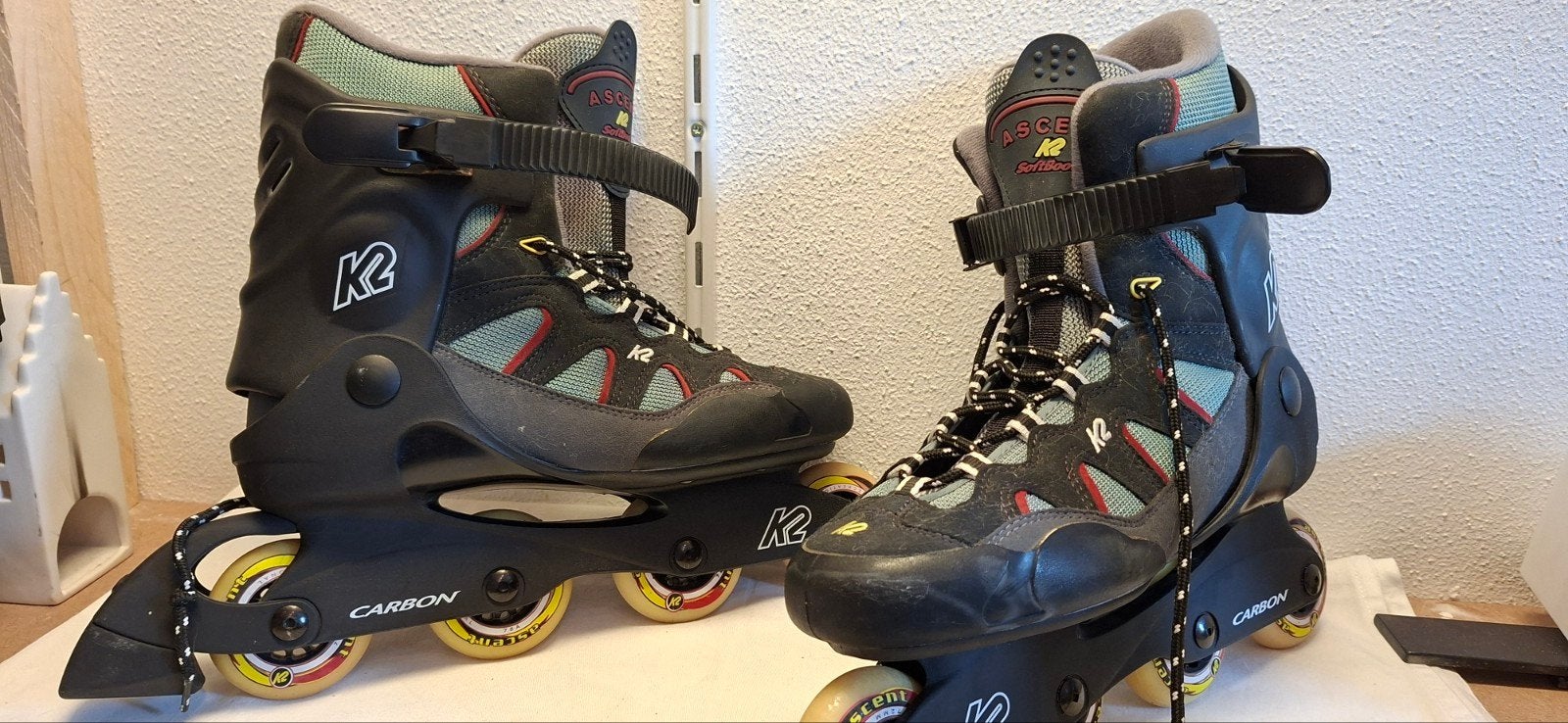 K2 Ascent Inline Skates carbon maat 44 met Bescherming mt L, Sport en Fitness, Skeelers, K2, Gebruikt, Heren, Ophalen of Verzenden