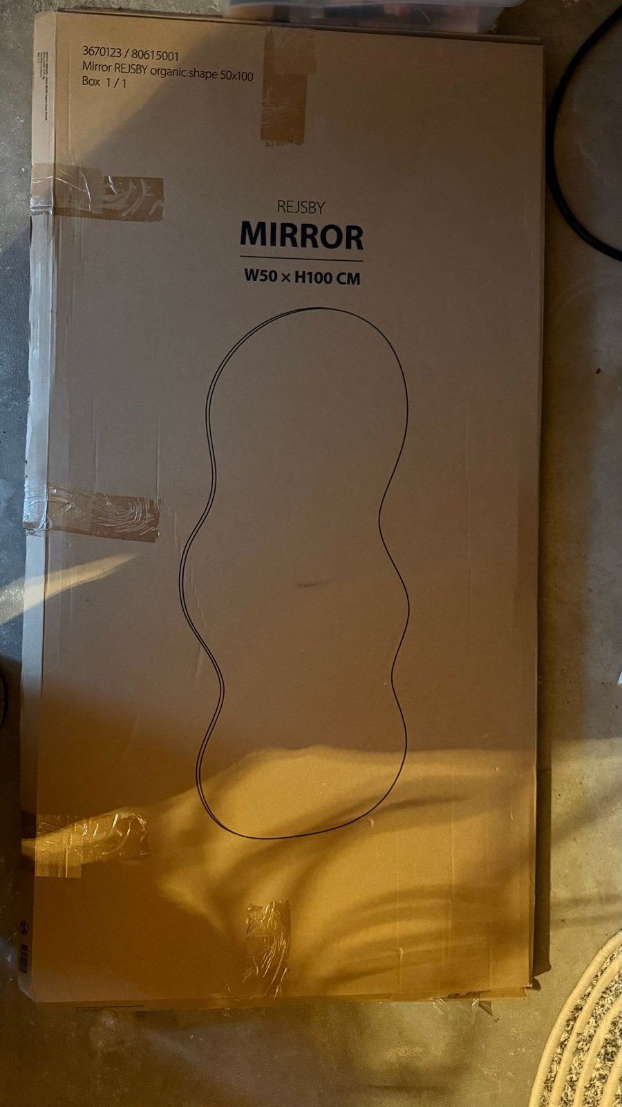 Jysk REJSBY spiegel organische vorm 50x100 cm, Ophalen, 100 tot 150 cm, Nieuw, Overige vormen