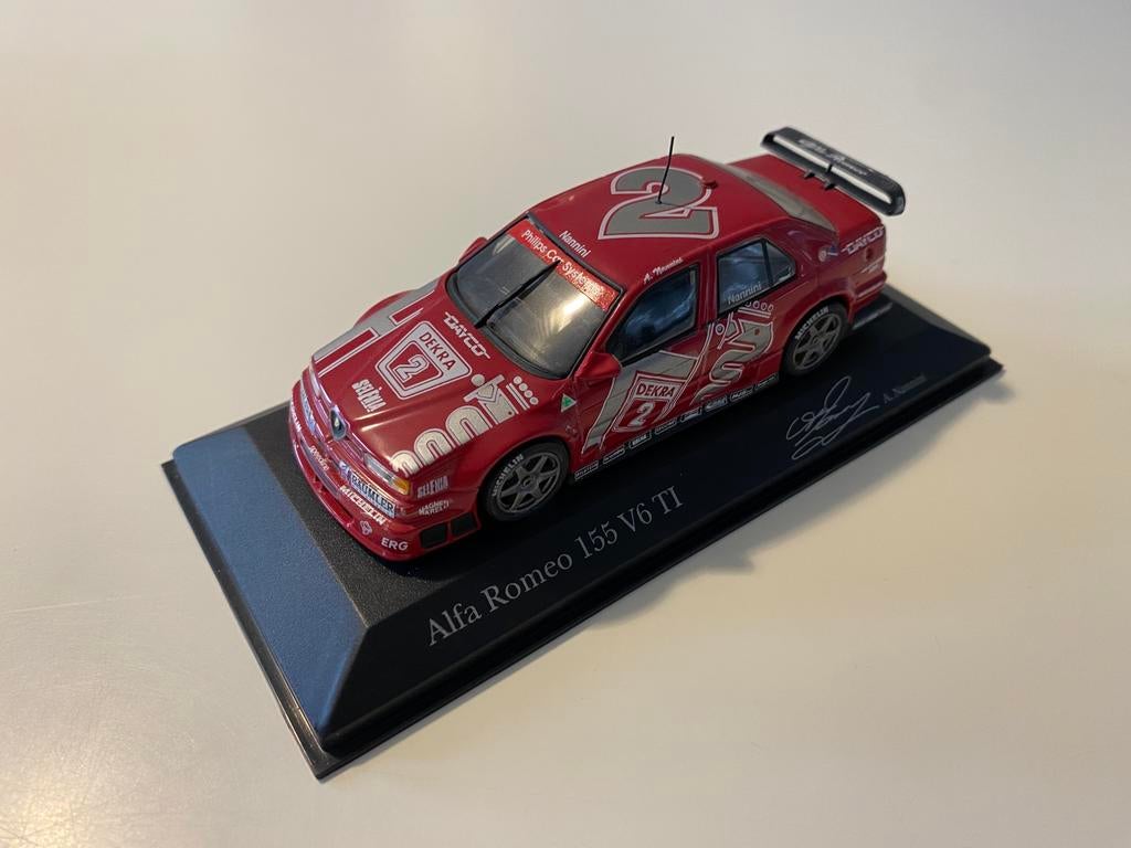 Alfa Romeo 155 V6 TI. Nannini  Minichamps, Ophalen of Verzenden, Zo goed als nieuw, Auto, MiniChamps