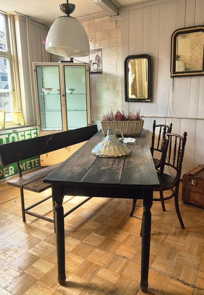 Houten smalle eettafel, Ophalen