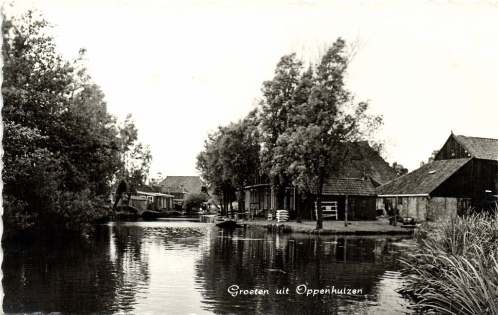 Groeten uit Oppenhuizen - dorpsgezicht - ongelopen, Verzamelen, Verzenden, 1940 tot 1960, Ongelopen, Noord-Brabant