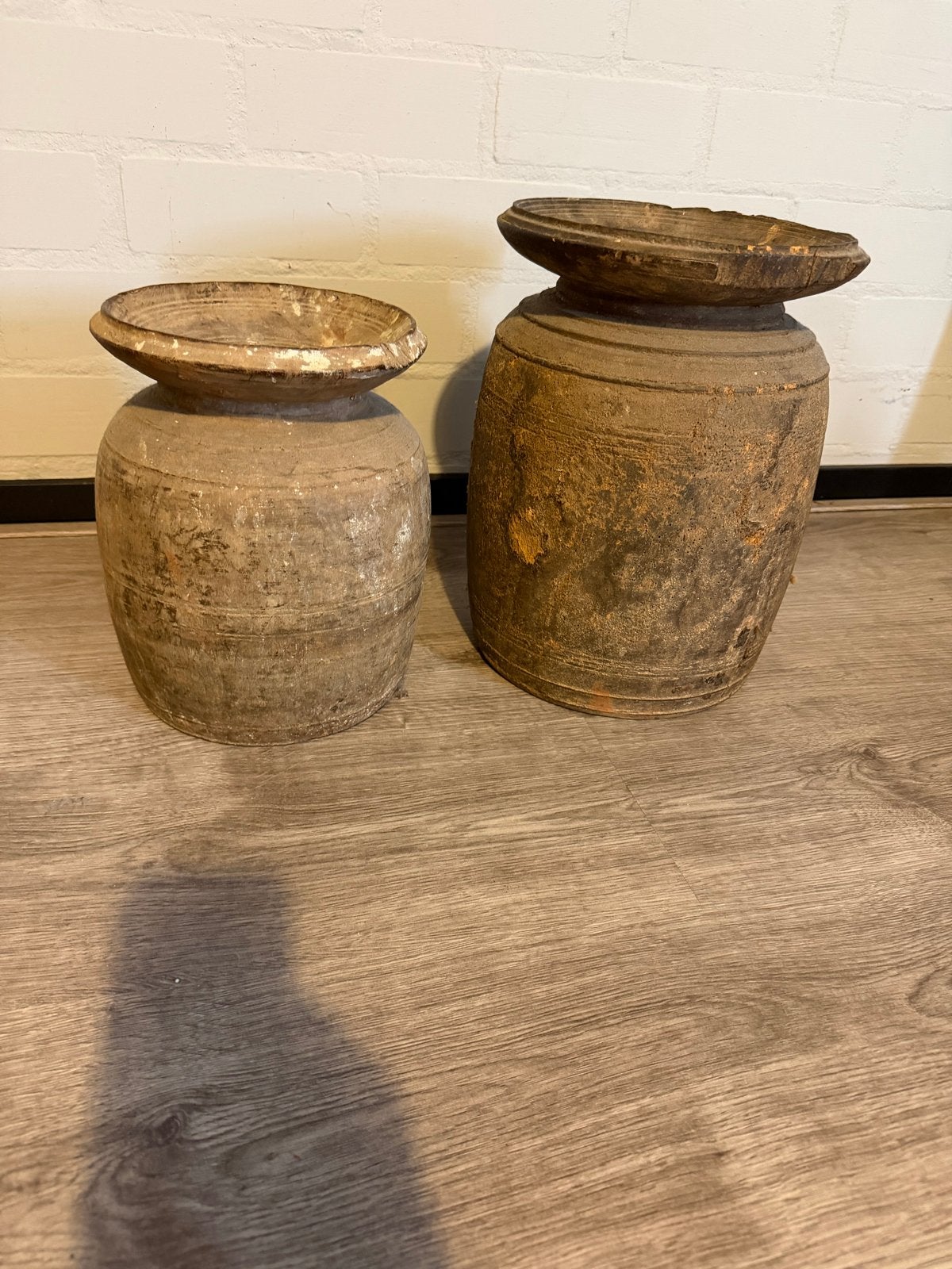 Set van 2 rustieke houten potten/kruiken (hoffz), Ophalen