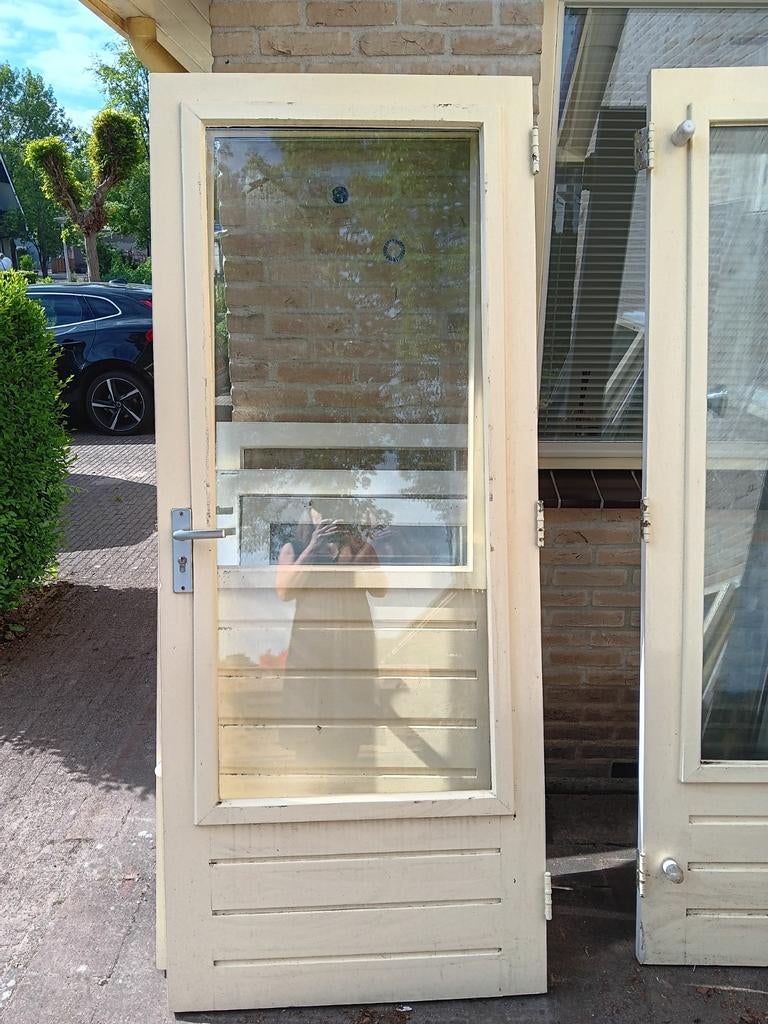2 Buitendeuren met dubbelglas: 201,5x83 cm, Ophalen, Gebruikt, Buitendeur, 200 tot 215 cm