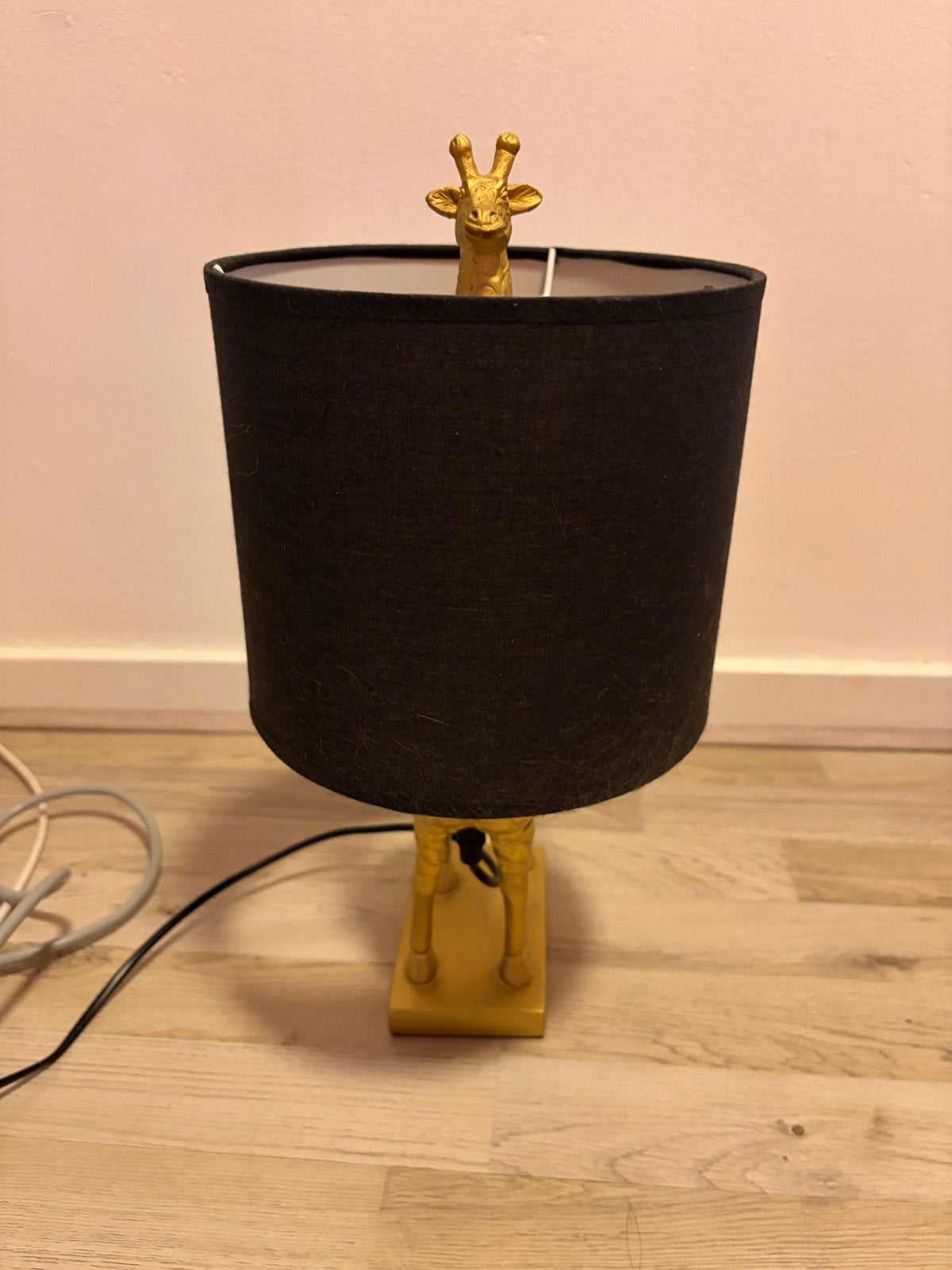 Gouden Giraffe Tafellamp met Zwarte Kap - E27 Fitting, Ophalen, E27 (groot), Metaal, Modern