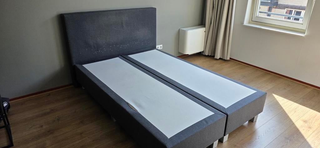 Boxspring 140200cm - grijs, Ophalen, Gebruikt, Tweepersoons, 140 cm