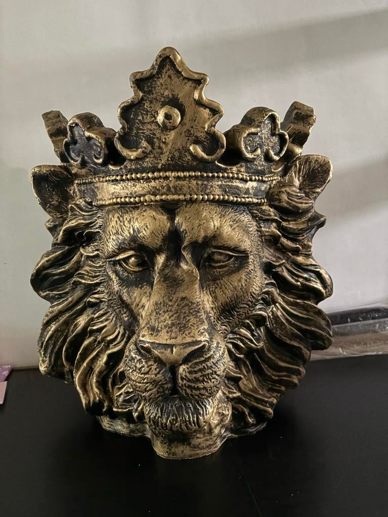 Gouden Leeuwenkop Bloempot met Kroon, Ophalen, Kunststof, Goud, Klassiek
