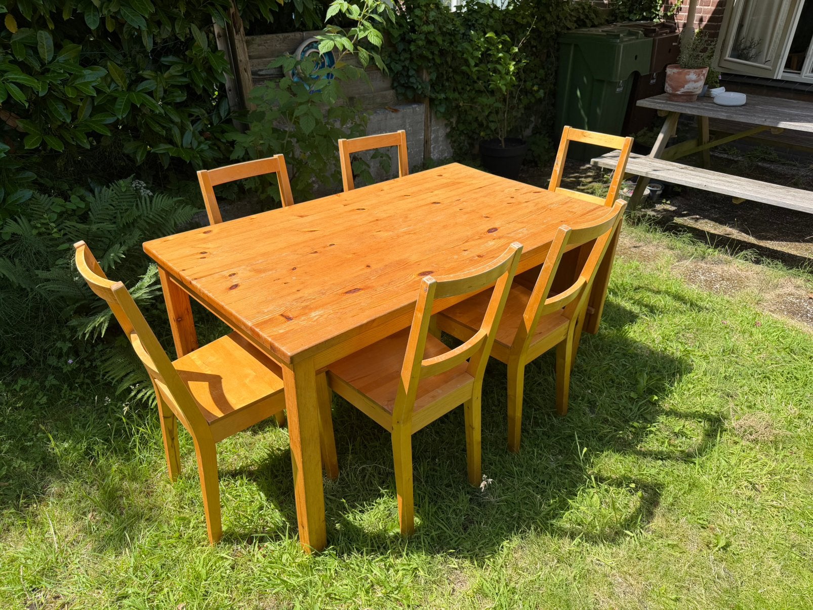 Uitschuifbare eikenhouten tafel + 6 stoelen, Huis en Inrichting, Tafels | Eettafels, Ophalen, Gebruikt, Eikenhout, 50 tot 100 cm