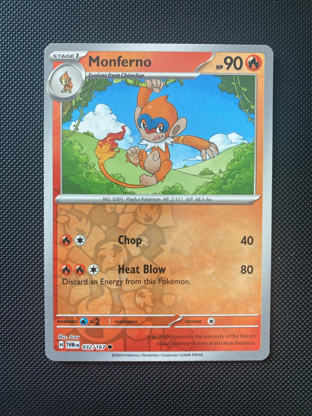 Monferno 032/167 Reverse Holo Twilight Masquerade, Hobby en Vrije tijd, Verzamelkaartspellen | Pokémon, Ophalen of Verzenden, Zo goed als nieuw