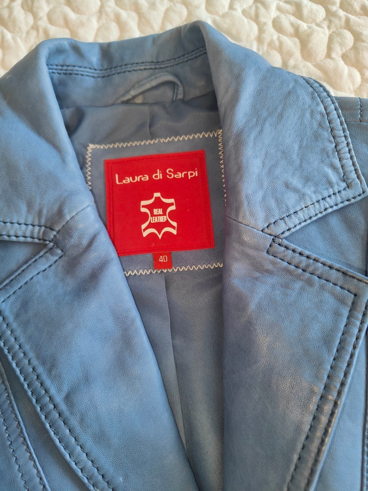 Laura di Sarpi Leren Jasje Maat 40, Blauw, Zo goed als nieuw, Laura di Sarpi, Ophalen