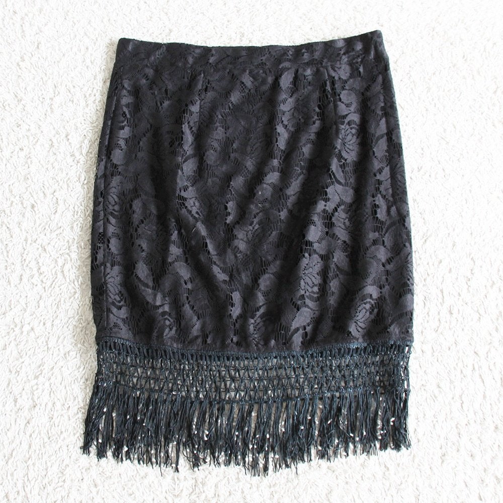 Prachtige Kanten SuperTrash Rok Met Franjes - 93* (L) € 30,-, Kleding | Dames, Rokken, Zo goed als nieuw, Maat 42/44 (L), Zwart