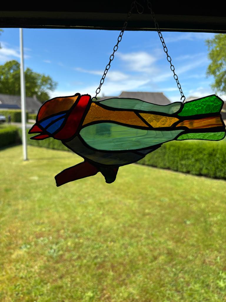 Tiffany Vogel - Kleurrijk Glas-in-lood Raamhanger, Ophalen