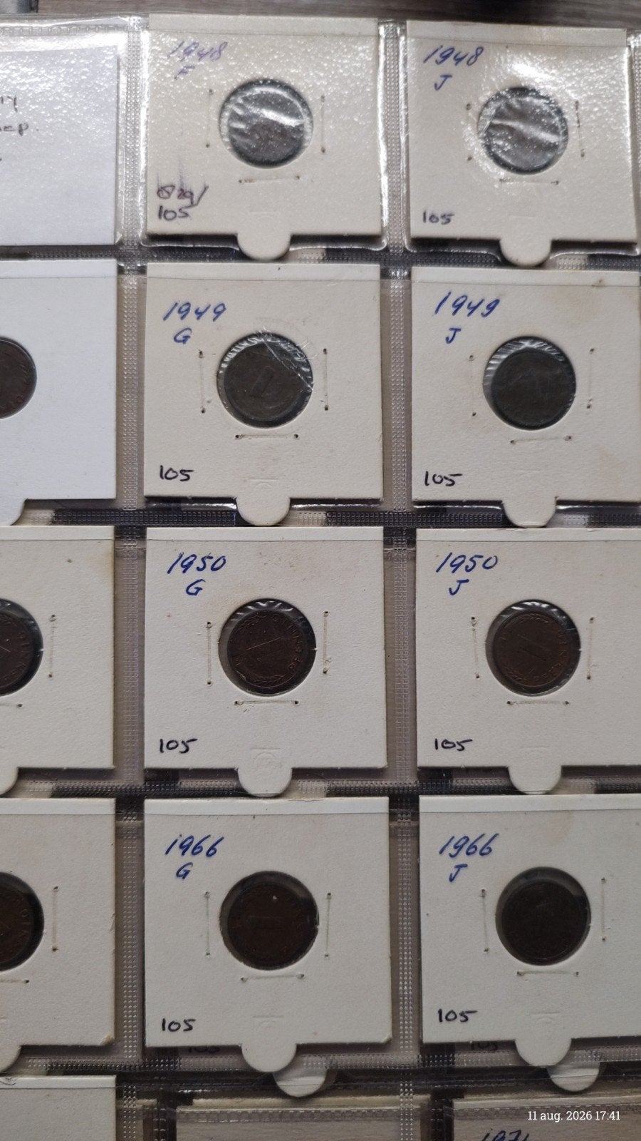 140x Duitse 1 Pfennig munten uit 1948-1996, Ophalen of Verzenden, Duitsland, Setje