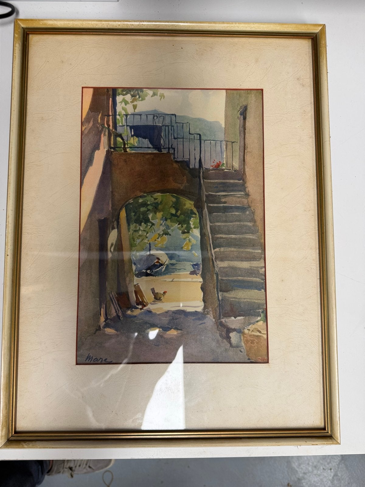 Schilderij Lago Maggiore, gesigneerd Mare, ingelijst, Maritiem / water, Realistisch, Ophalen of Verzenden, Gesigneerd