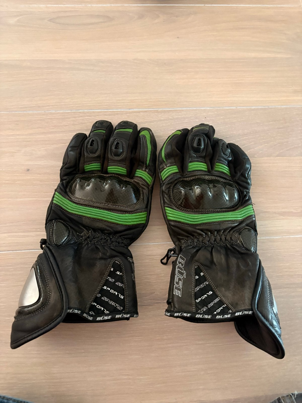 Büse zomer Motorhandschoenen Zwart- Kawasaki Groen, Ophalen of Verzenden, Tweedehands, Heren, Handschoenen