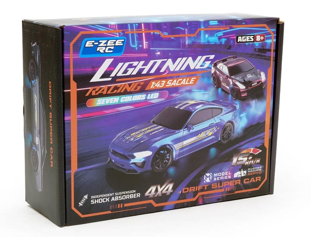 E-ZEE RC 1/43 LIGHTING 350Z 4WD DRIFT CAR WITH GYRO - BLACK, Hobby en Vrije tijd, Verzenden, Nieuw, Overige schalen, Auto onroad
