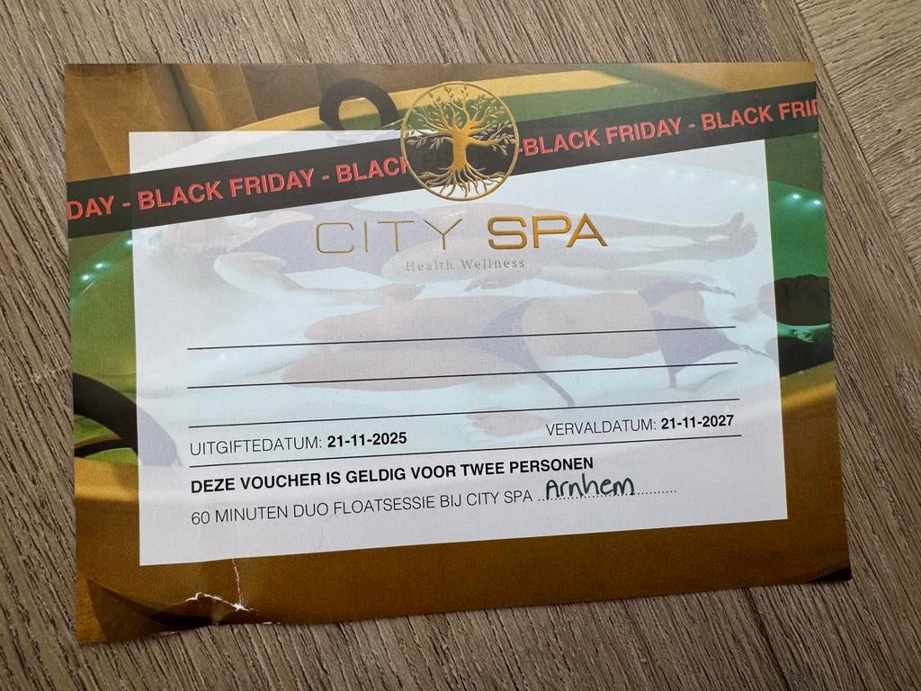 Cadeaubon voor 60 minuten floaten DUO bij City Spa Arnhem, Twee personen, Cadeaubon, Spa of Sauna