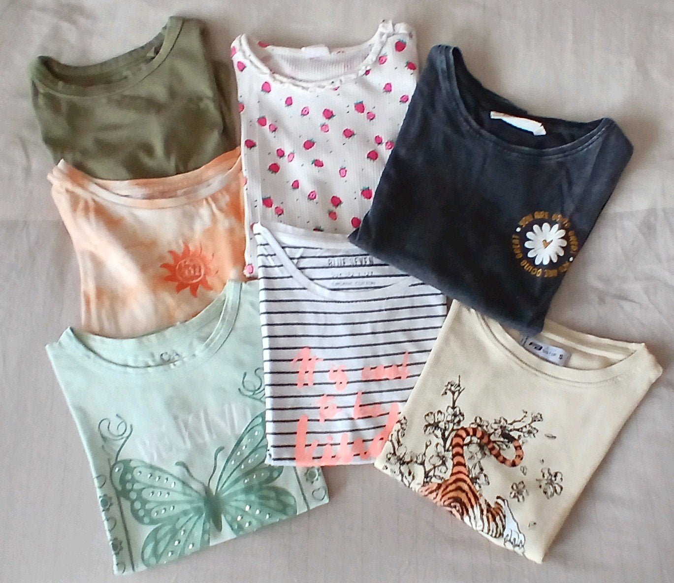 Setje van 7 T-shirts, Gebruikt, Hema, C&A, Meisje, Ophalen of Verzenden