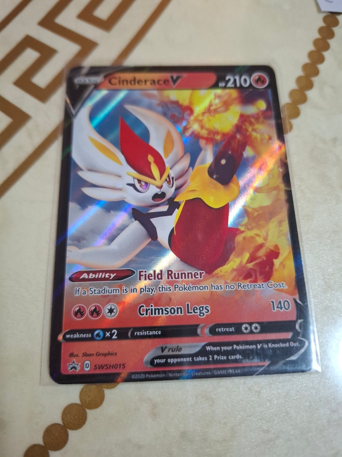 Pokémon Kaart Cinderace V SWSH015 Holo, Ophalen of Verzenden, Zo goed als nieuw, Losse kaart, Foil