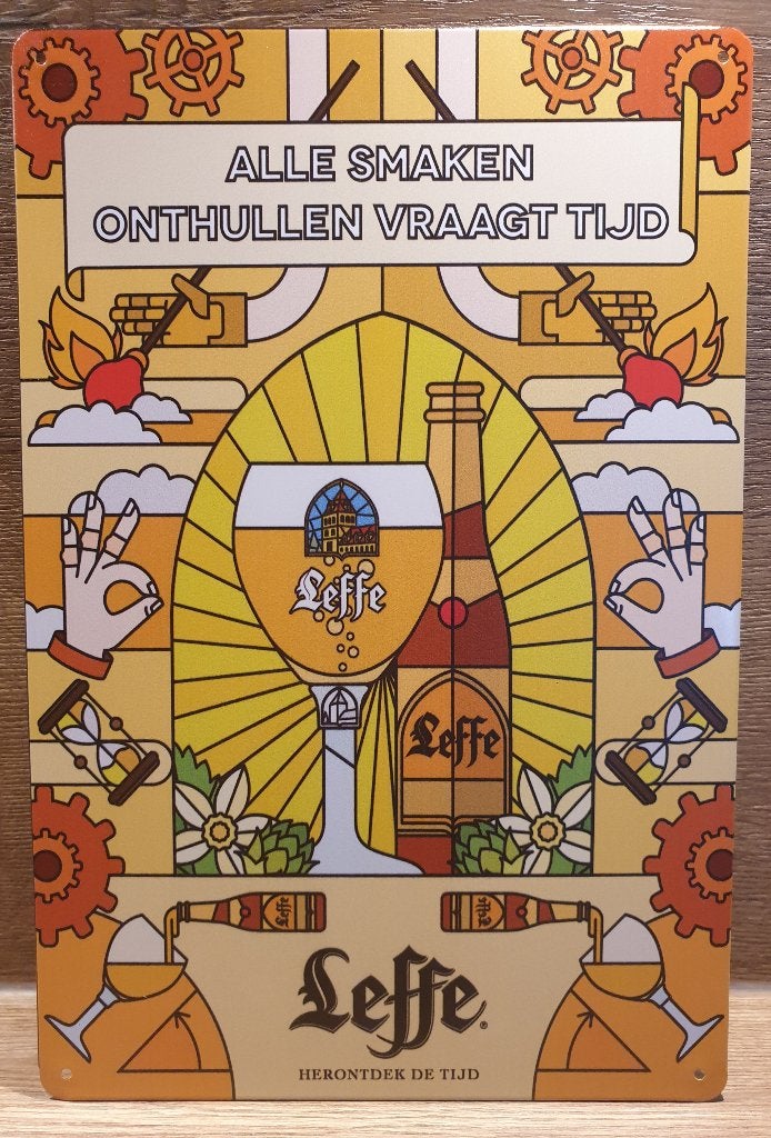 Leffe bier logo reclamebord van metaal wandbord decoratie, Ophalen of Verzenden, Nieuw, Reclamebord, Plaat of Schild, Overige merken