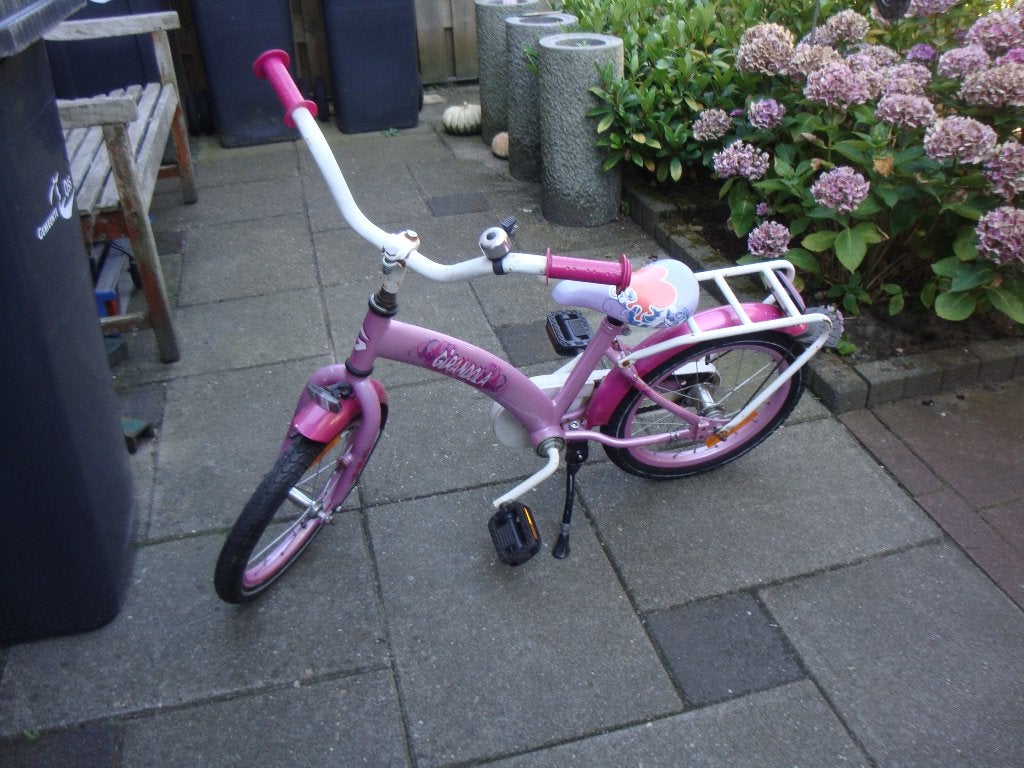 net 16 inch meisjesfiets  vandaag ophalen €20, Fietsen en Brommers, Fietsen | Meisjes, Ophalen, Gebruikt, Terugtraprem, 16 inch