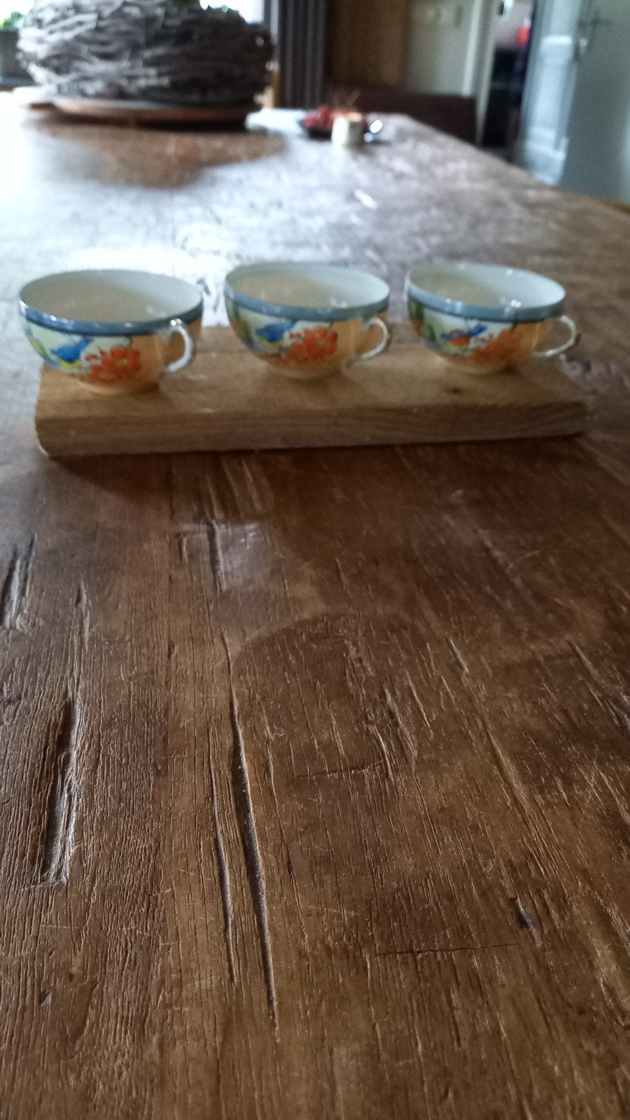 Set van 3 Vintage Japanse Theekopjes met Vogeldecor, Ophalen of Verzenden