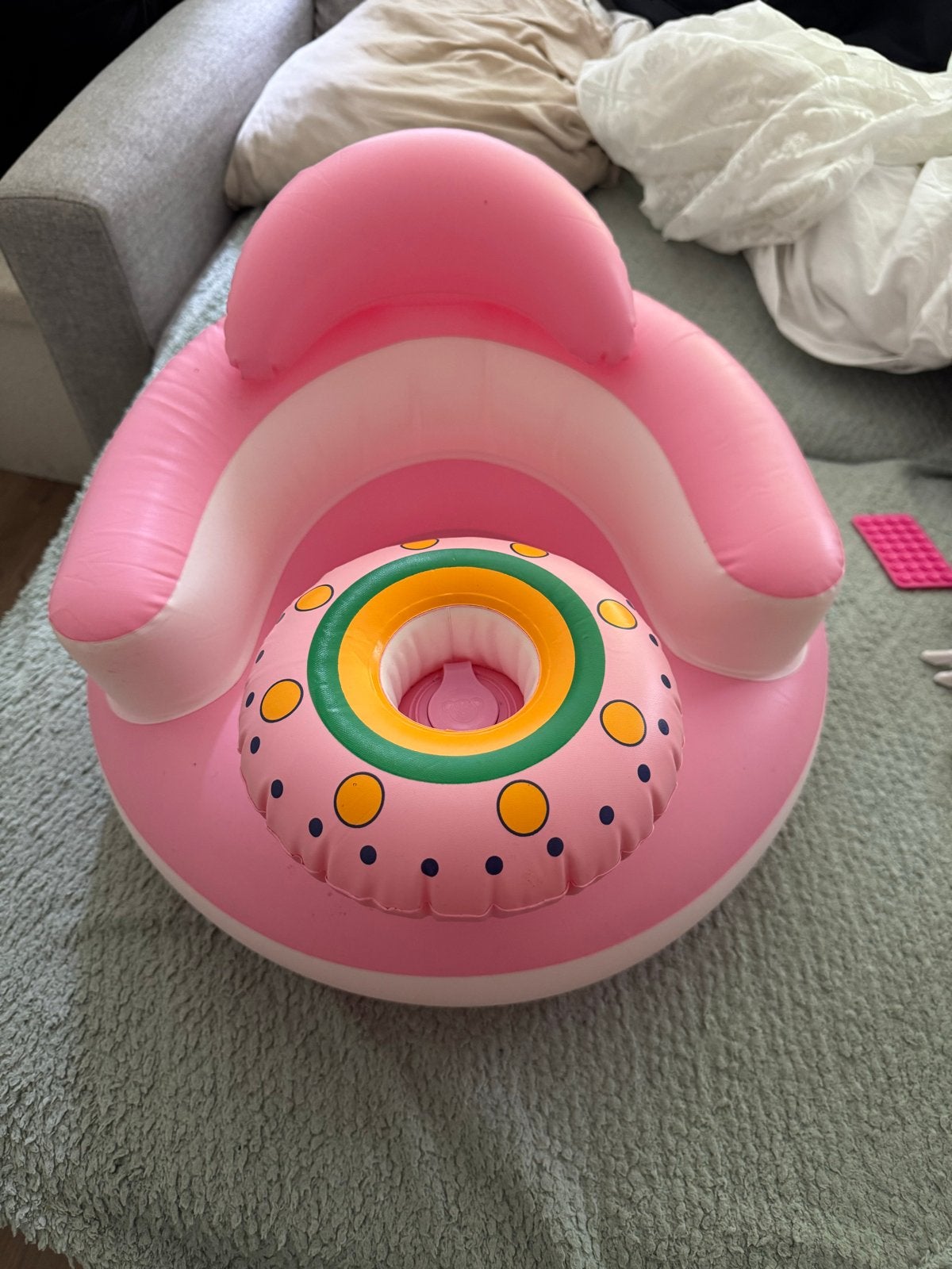 Roze opblaasbare baby zitring/zwemring, Ophalen of Verzenden, Gebruikt
