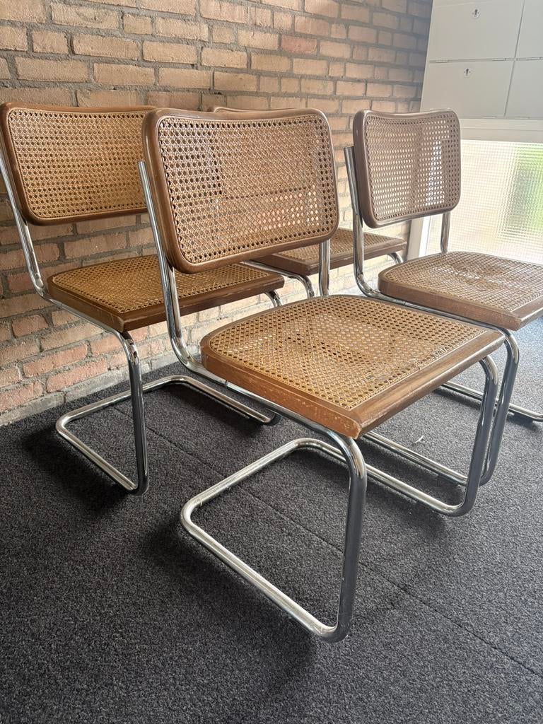 Design Marcel Breuer Cesca stoelen - 4 stuks, Ophalen, Twee, Bruin, Zo goed als nieuw