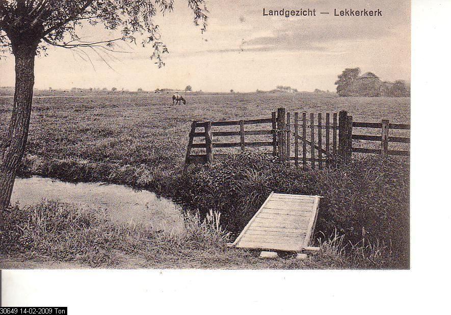 Ansichtkaart	Lekkerkerk	Landgezicht, Verzamelen, Verzenden, 1940 tot 1960, Ongelopen, Zuid-Holland