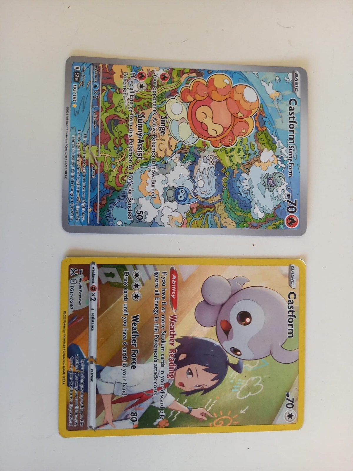 Castform Pokemon Kaarten - Sunny Form & Weather Reading, Ophalen, Zo goed als nieuw, Losse kaart