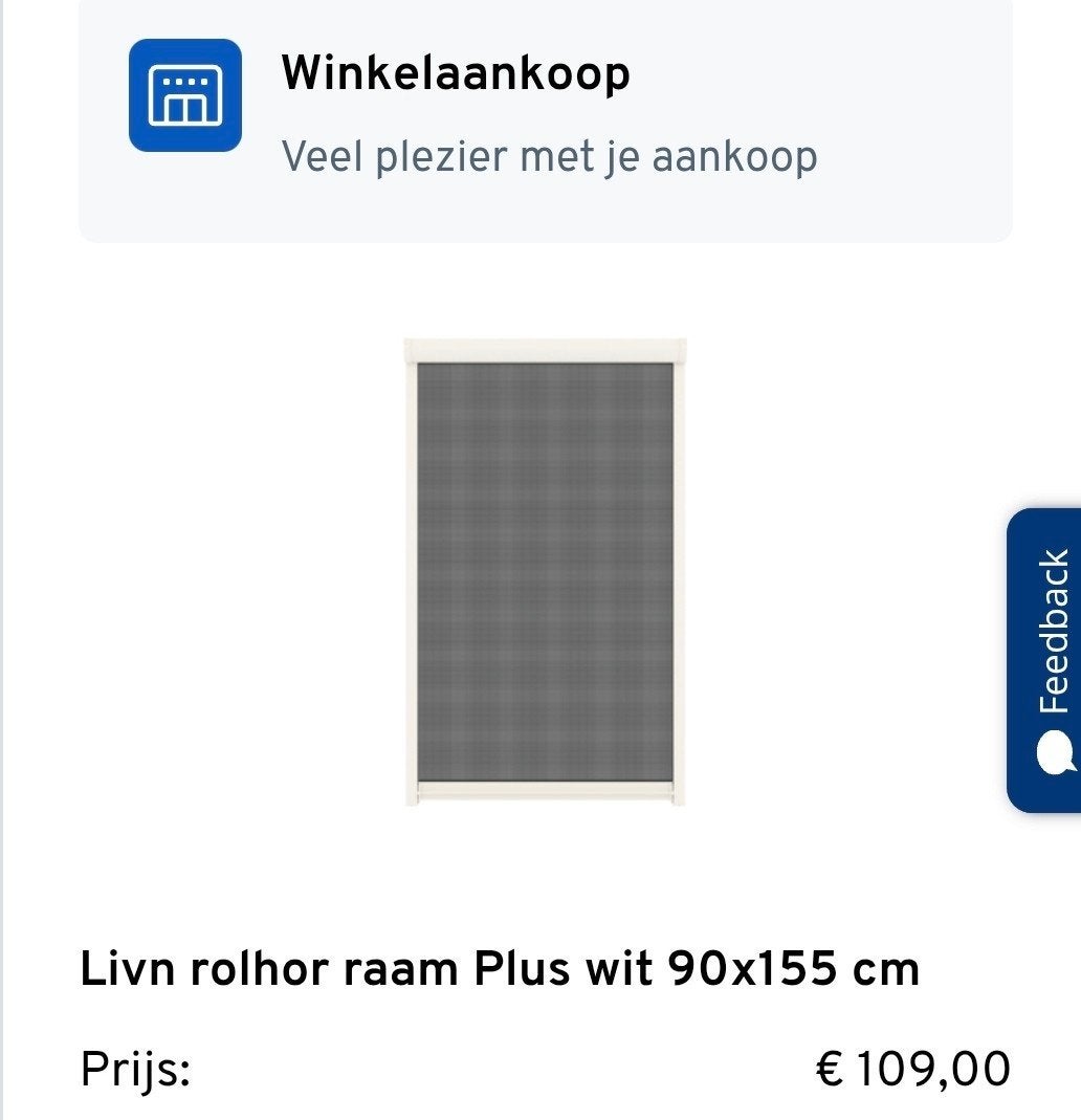 Livn rolhor raam 90 x 155 cm, Doe-het-zelf en Verbouw, Rolluiken, Ophalen of Verzenden, Nieuw, Minder dan 100 cm, 100 tot 150 cm