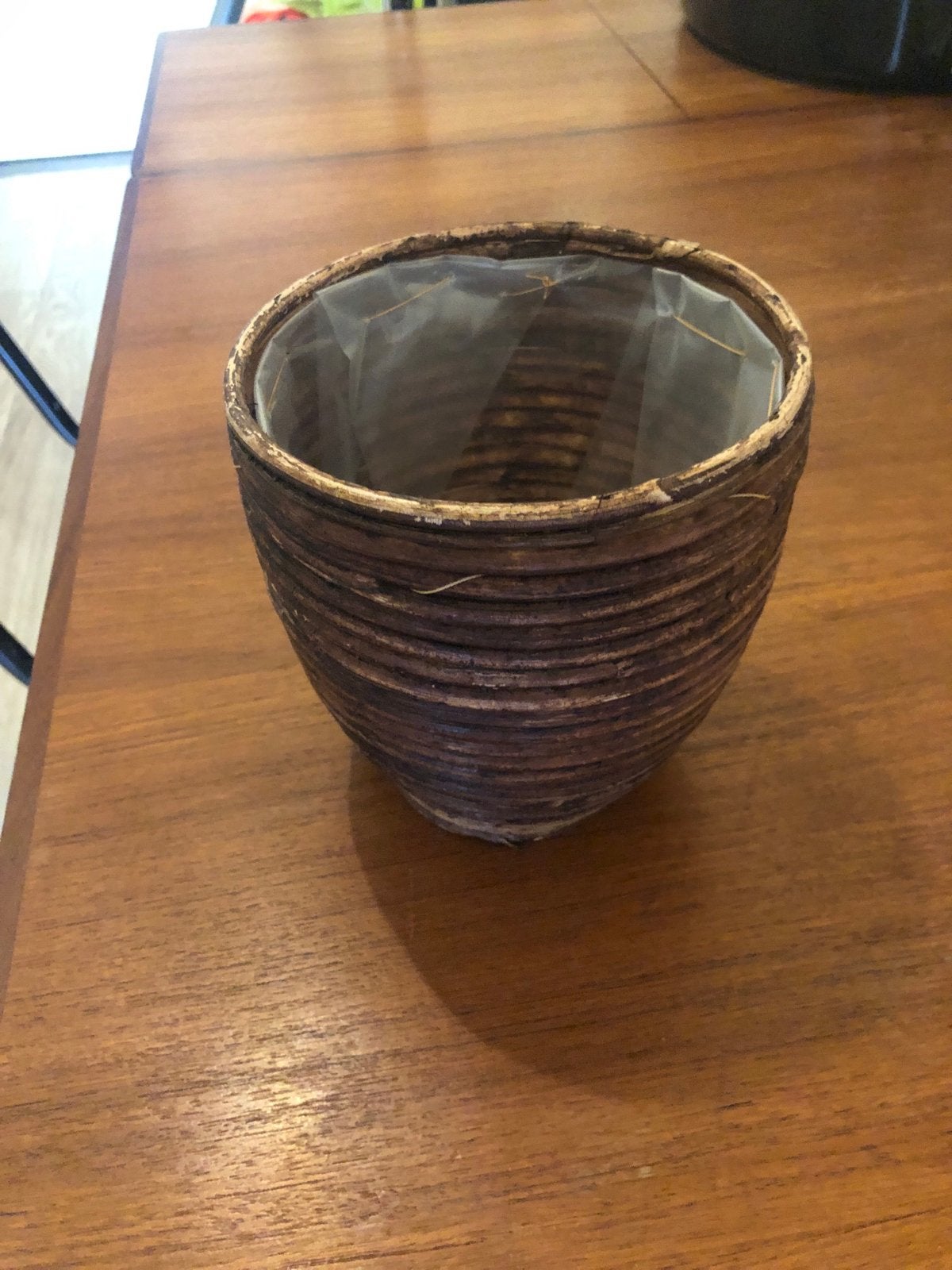 Ronde bloempot van bamboe - 14x14 cm, Overige materialen, Gebruikt, Rond, Binnen