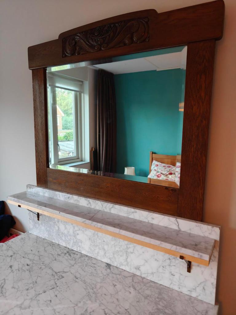 Commode met marmeren blad en spiegel, Antiek en Kunst, Antiek | Meubels | Kasten, Ophalen