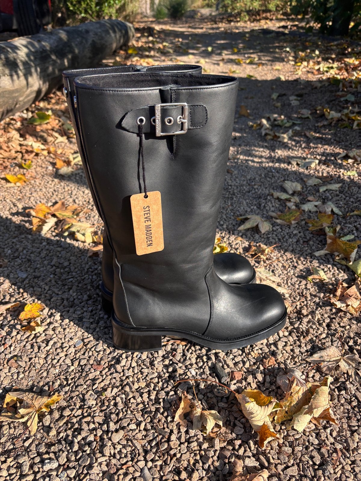 NIEUW Steve Madden hoge laarzen - Zwart leer - Maat 42, Ophalen of Verzenden, Nieuw, Zwart, Hoge laarzen