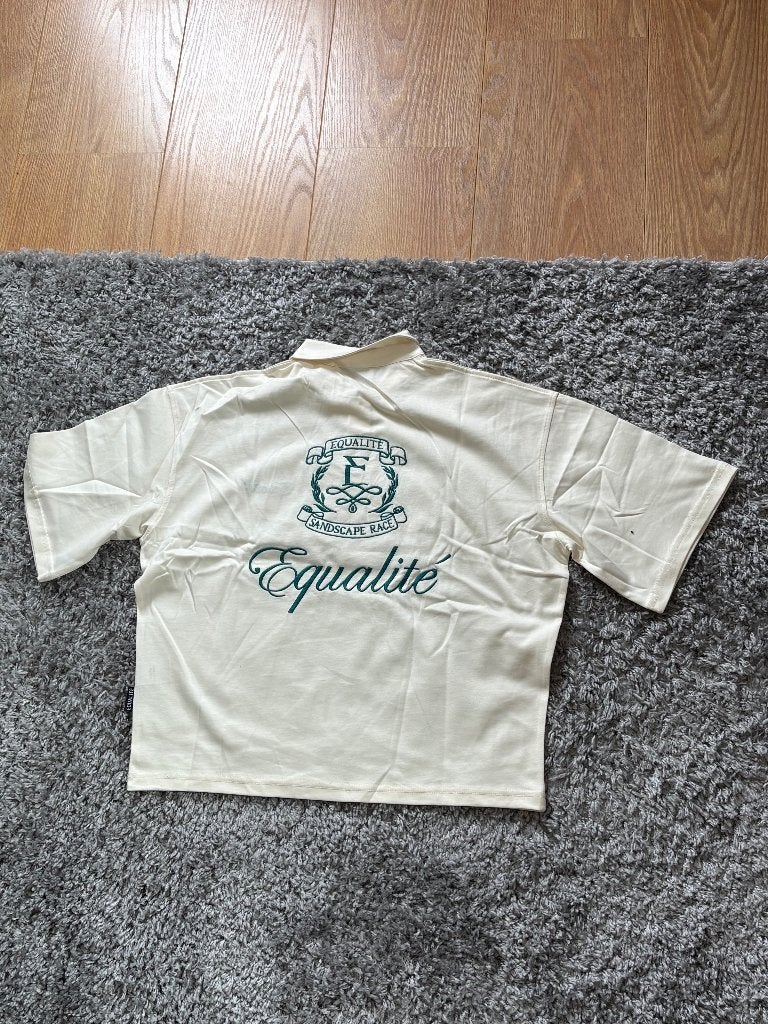 Equalite Poloshirt Creme met Groene Details in Maat XXS, Wit, Nieuw, Equalite, Ophalen of Verzenden